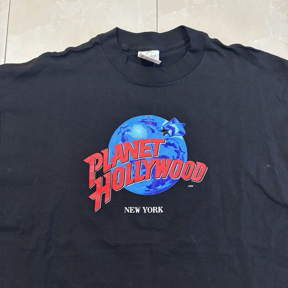 Vintage Planet Hollywood New York T Shirt USA Made Men's XL Black 90s World Rare